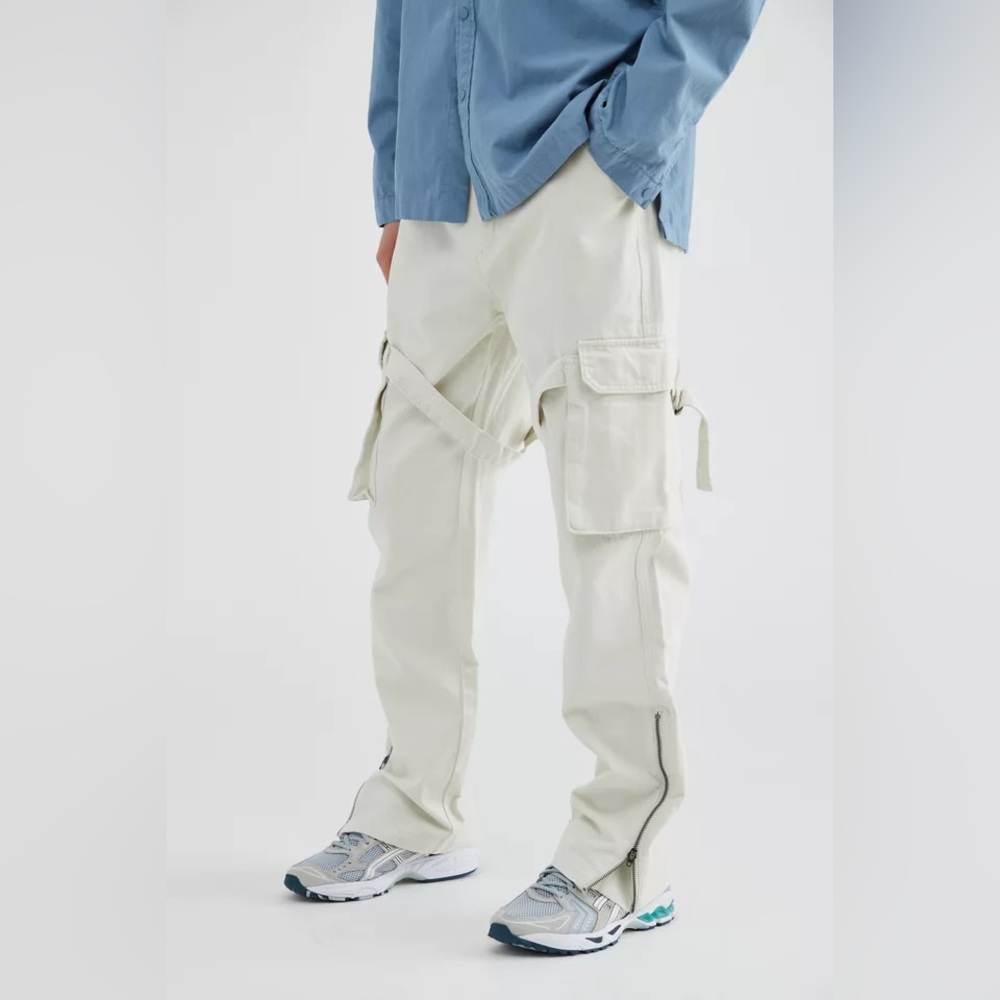 Standard/Cloth Men's Cargo Carpenter Pant Straight Leg White Size Large